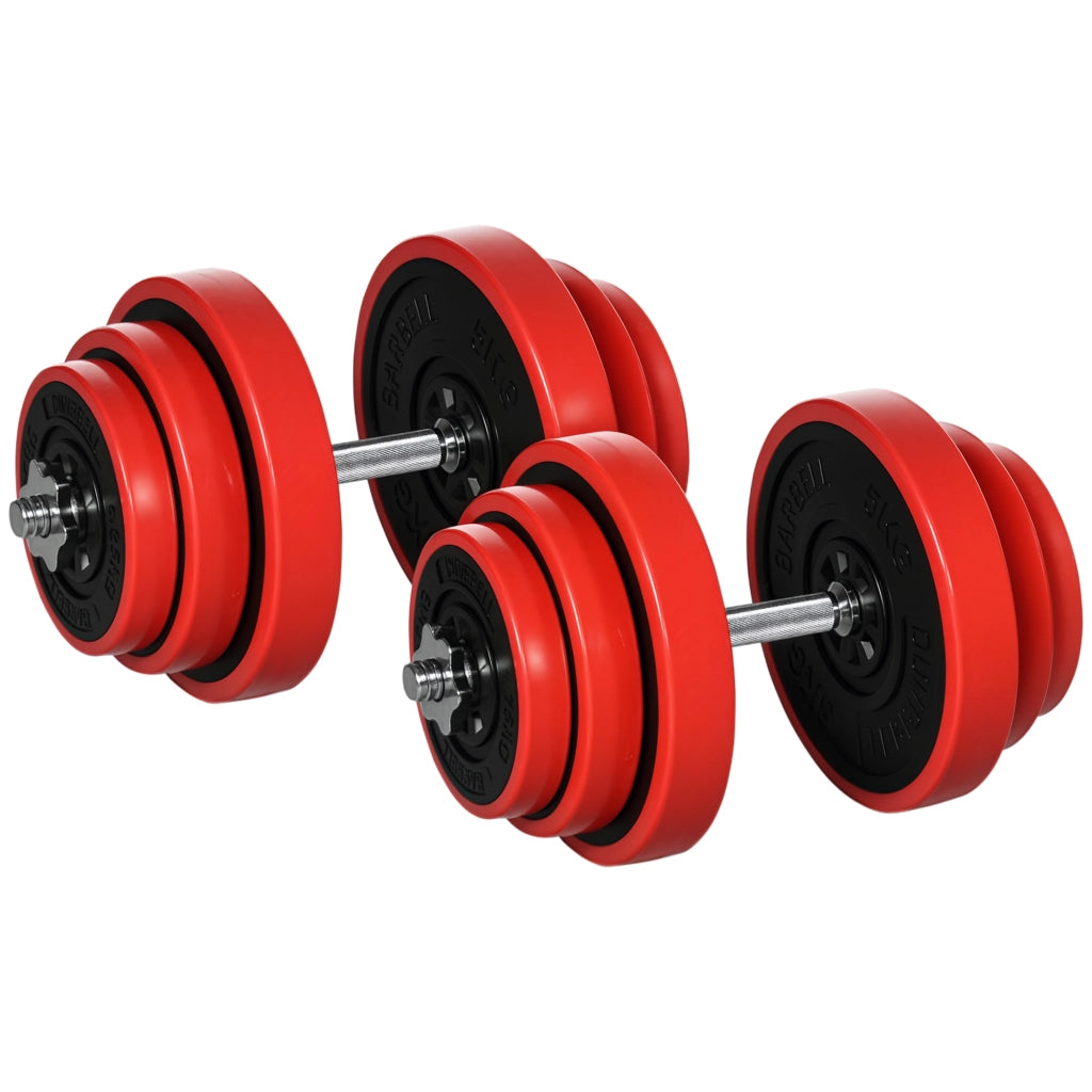 Set Manubri Palestra con Pesi 40kg ¨C zephmum ¨C Rosso, Metallo, Gomma, 45x26x26 cm