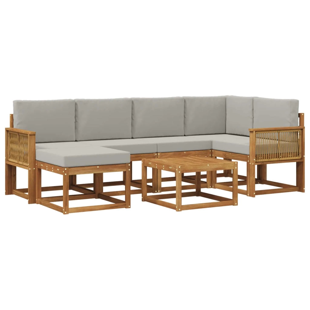 Set di divani da esterno 7 pz Naturale e Grigio Chiaro 3385377