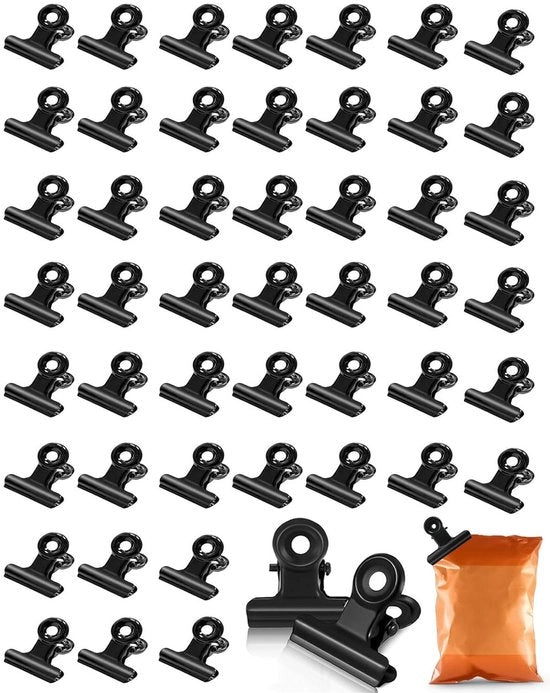 Fibbie metalliche da ufficio 50 pezzi - Clip multifunzionale a sferma - Alta qualità acciaio inossidabile - 21 mm - Nero