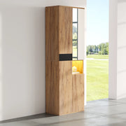 ARMADIO ALTO con specchio e 4 ante 65 x 35 x 190 cm Nero e Naturale