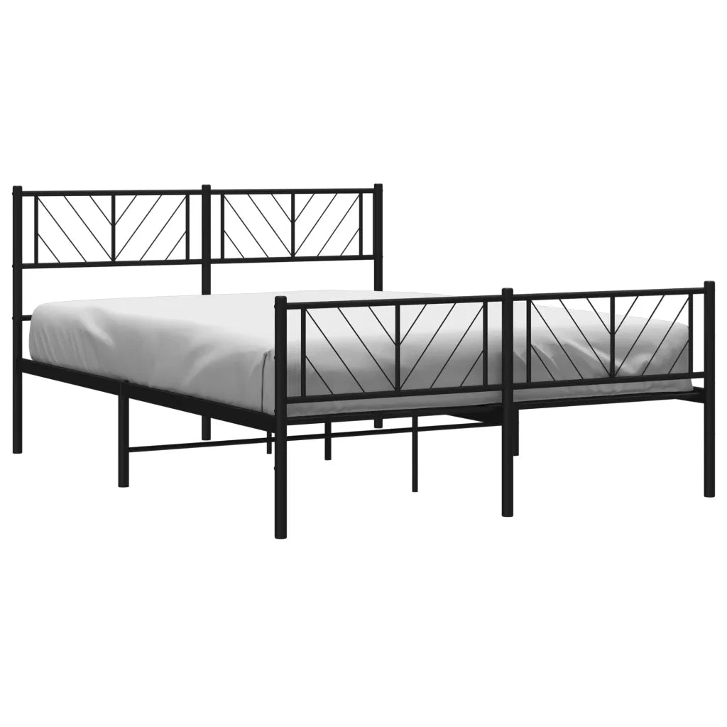 Letto matrimoniale | Letto per adulti | Giroletto con Testiera e Pediera Metallo Nero 140x190 cm