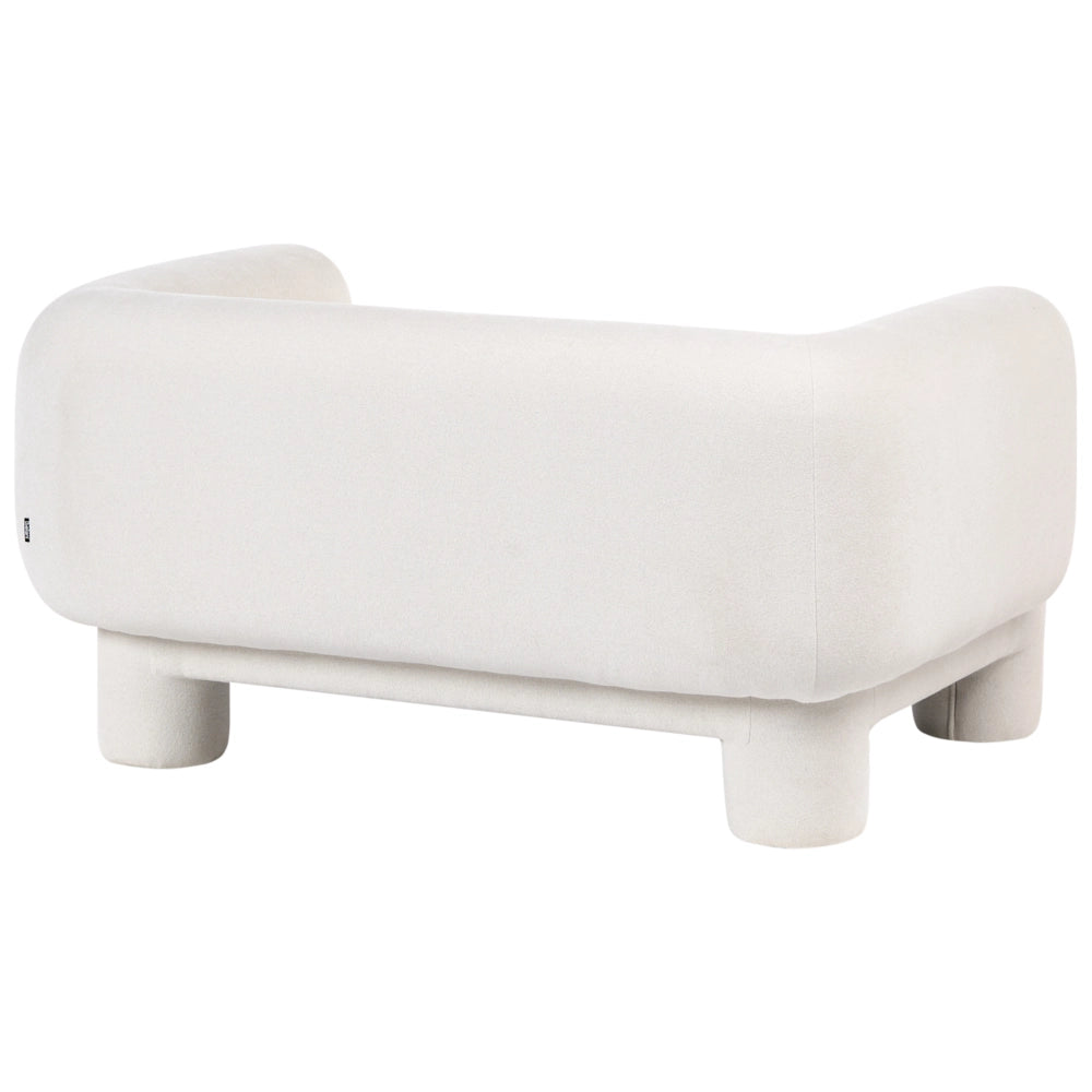 Set da salotto Divano a 3 posti in tessuto bianco morbido e sinuoso Poltrona Loveseat Pouf Stile retrò minimalista