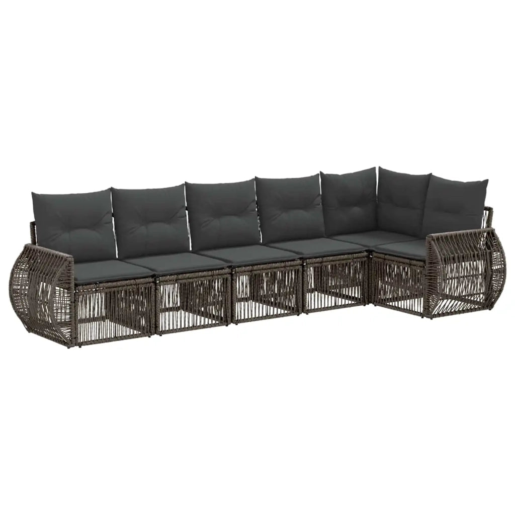 Set Divano da Giardino 6 pz Grigio e Grigio Scuro polyrattan 3435422
