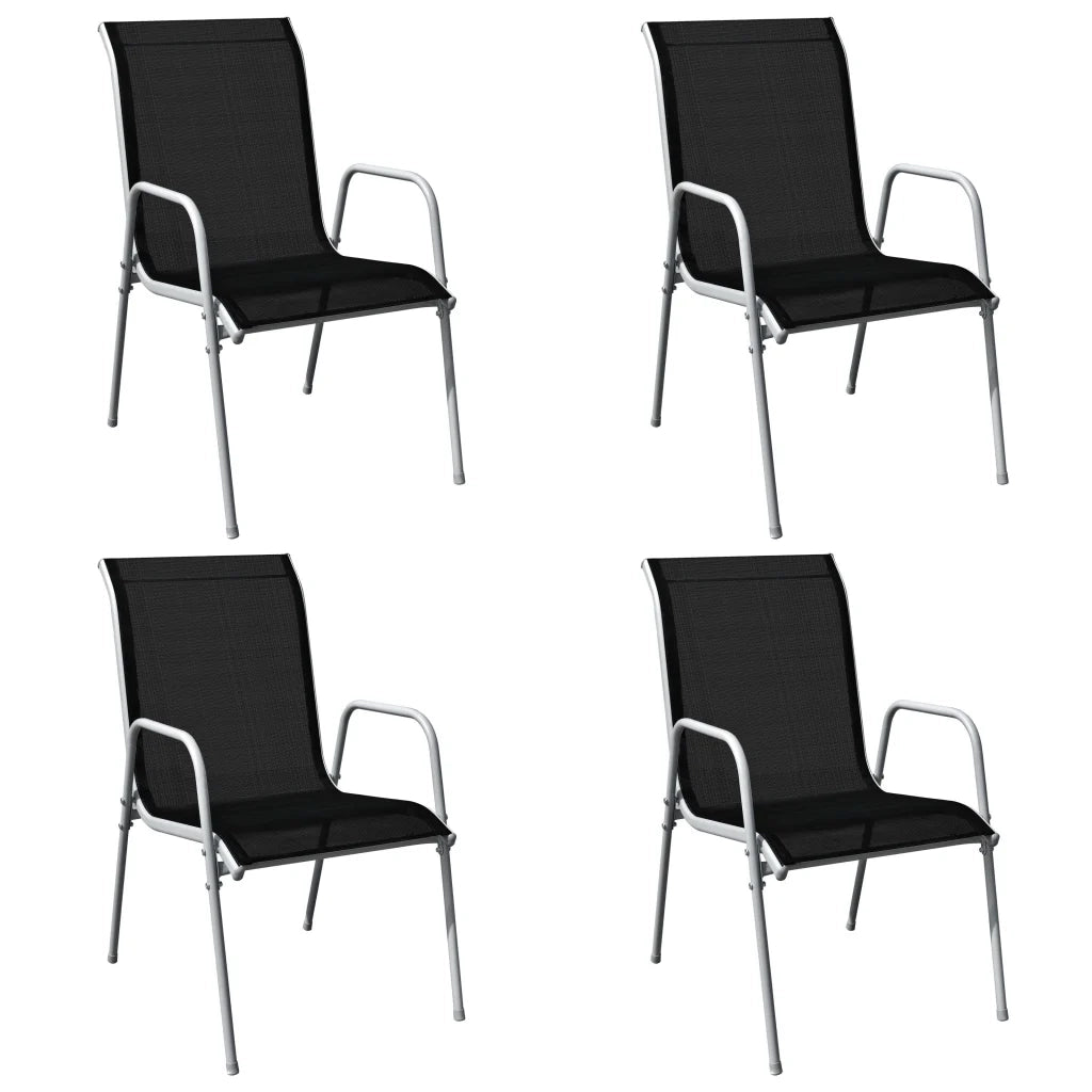 Set da Pranzo da Esterno 5 pz | Set Salotto da Giardino in Acciaio Nero