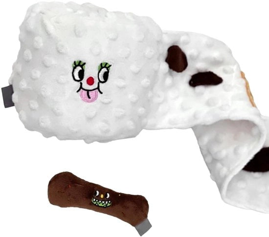 Set di ornamenti per cani interattivi con naso che si muove - Set di accessori per gatto con carta igienica pluche - Set multifunzionale - Leggero e facile da trasportare - Incluso contenitore per carta igienica - Giocattolo per cani