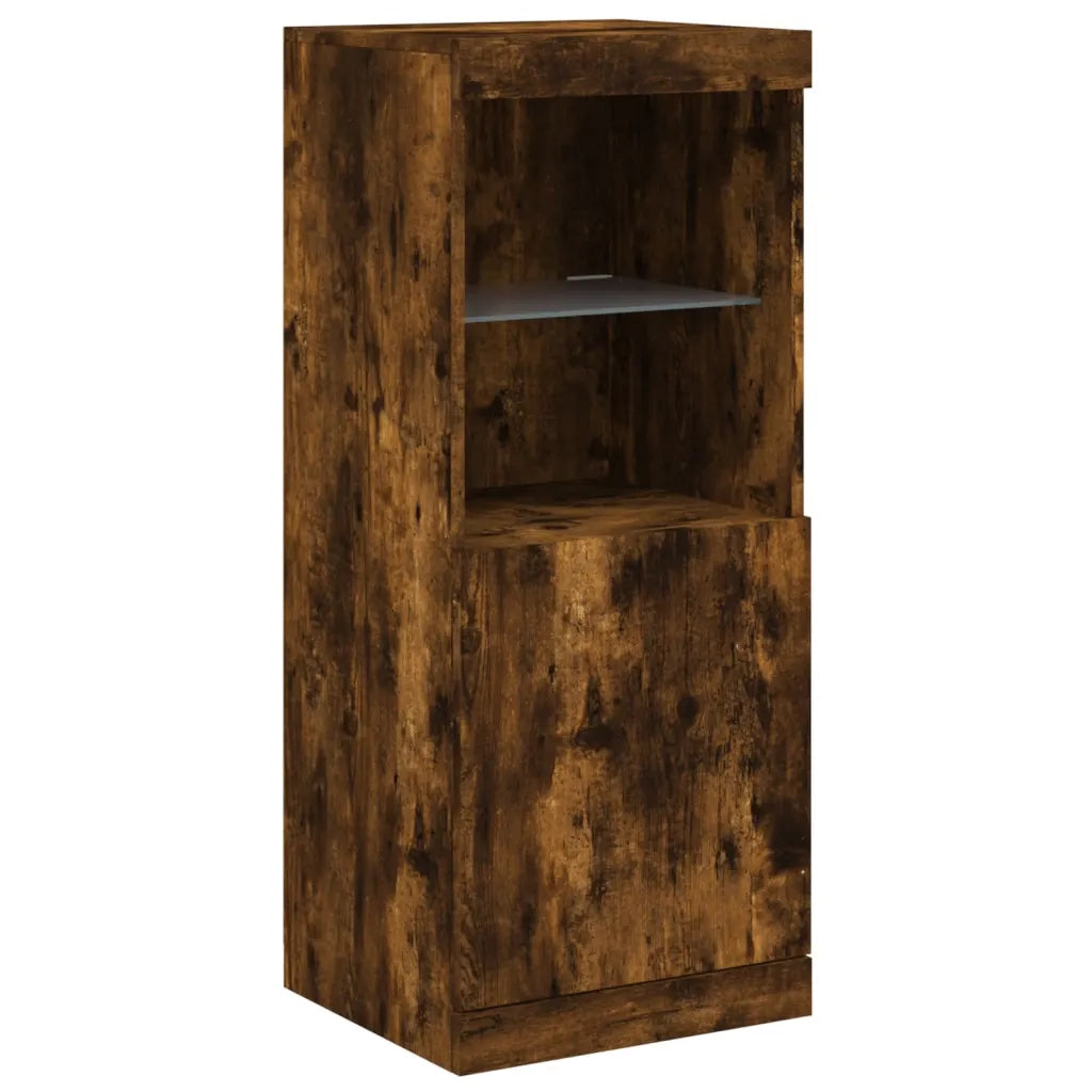 Credenza con Luci LED-Buffet-Armadio da cucina Rovere Fumo 41x37x100 cm 554145