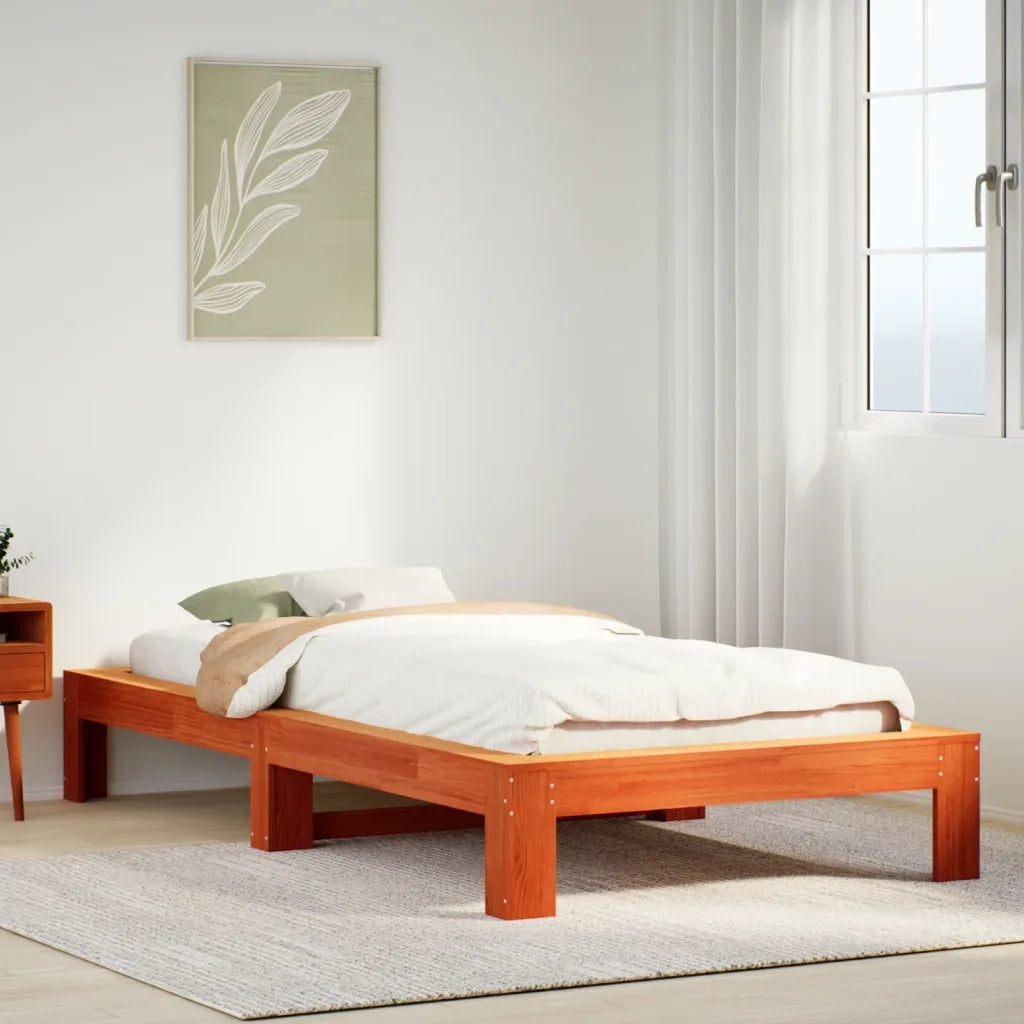 Letto singolo | Letto per adulti | Letto senza Materasso Marrone Cera 75x190 cm in Legno di Pino