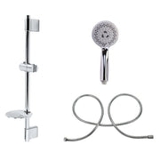 Trade Shop - Set Asta Doccia Saliscendi Cromata Con Tubo Porta Sapone Soffione Doccetta 79360 -