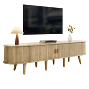 Mobile TV 175x38x45 cm Effetto Rovere con Anta Scorrevole, Cassetti, Vani Aperti e Portata 60 kg
