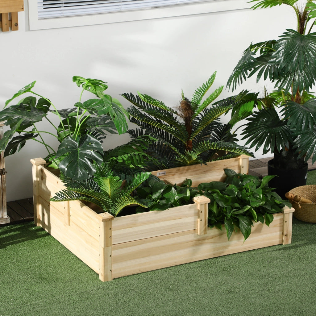 Aiuola rialzata a 3 livelli in legno di abete naturale per giardino e balcone