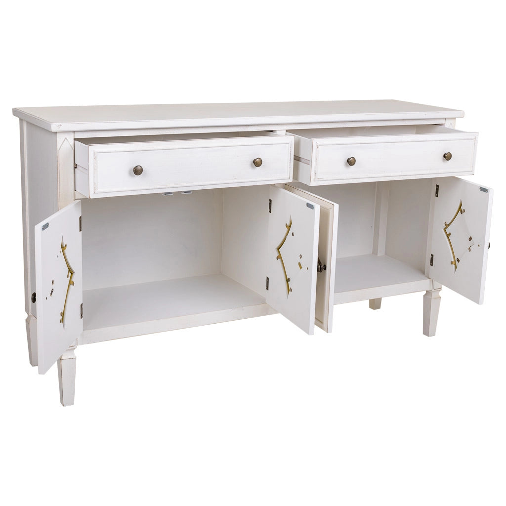 Credenza in legno bianco 140x38x80h
