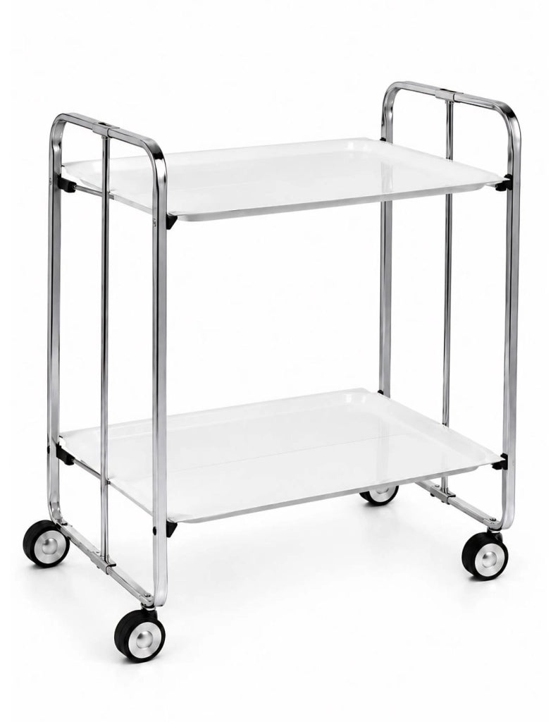 Carrello da cucina pieghevole cromato con ruote BAUHAUS 2 ripiani