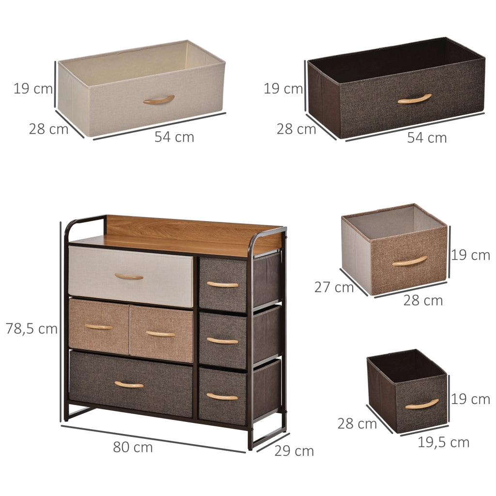Cassettiera 7 cassetti in tessuto ¨C Xylo ¨C struttura in metallo nero 80x29x78,5 cm