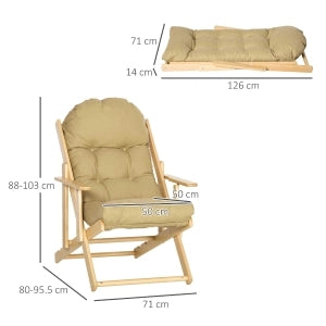 POLTRONA Relax reclinabile pieghevole 71x89x96 cm Marrone