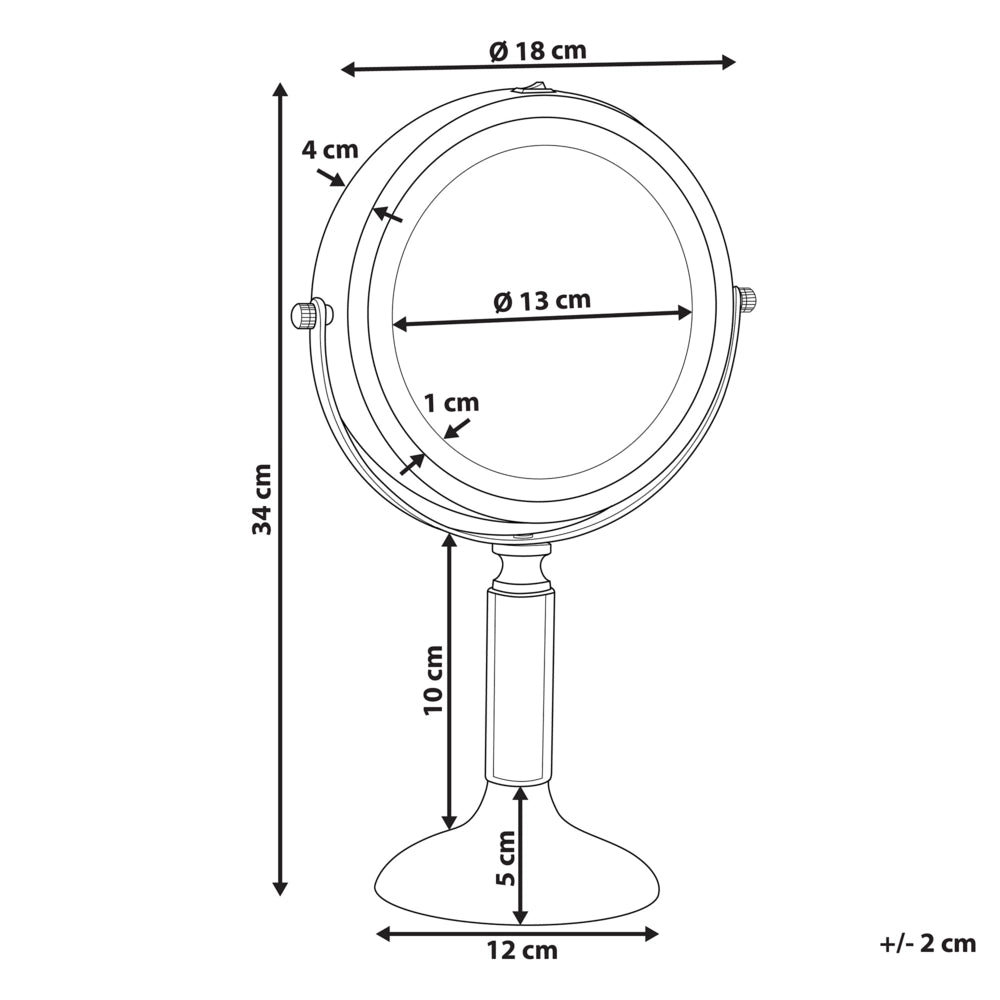 Specchio LED da trucco 1x/5x ingrandimento doppio lato struttura in ferro ø 13 cm rosa e dorato