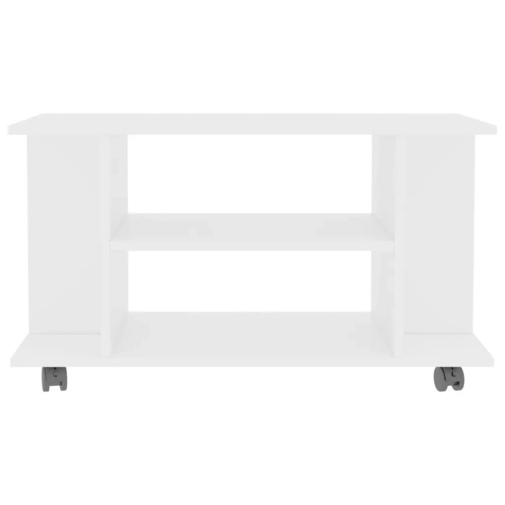 Mobile TV con Ruote Bianco 80x40x45 cm in Legno Multistrato 800189
