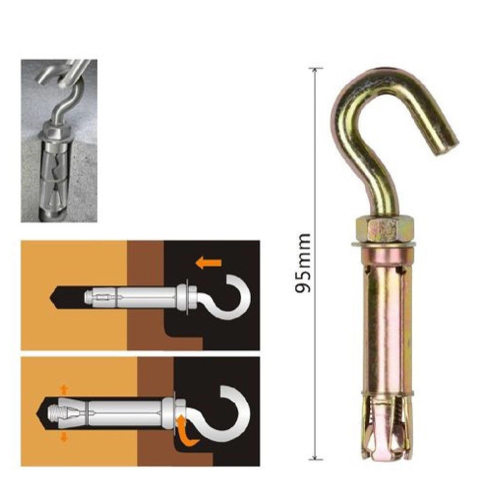 Trade Shop - Set 2pz Tasselli Metallici Con Gancio Bulloni M8x95mm Accessori Minuteria 91045 -