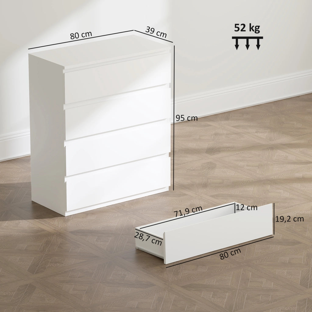 Cassettiera 4 cassetti ¨C Xylo ¨C Bianco 80x39x95 cm