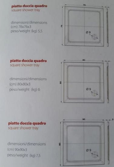 Piatto doccia flat in resina alto 3cm (rettangolare) - Misura: 76 x 120 x 3h