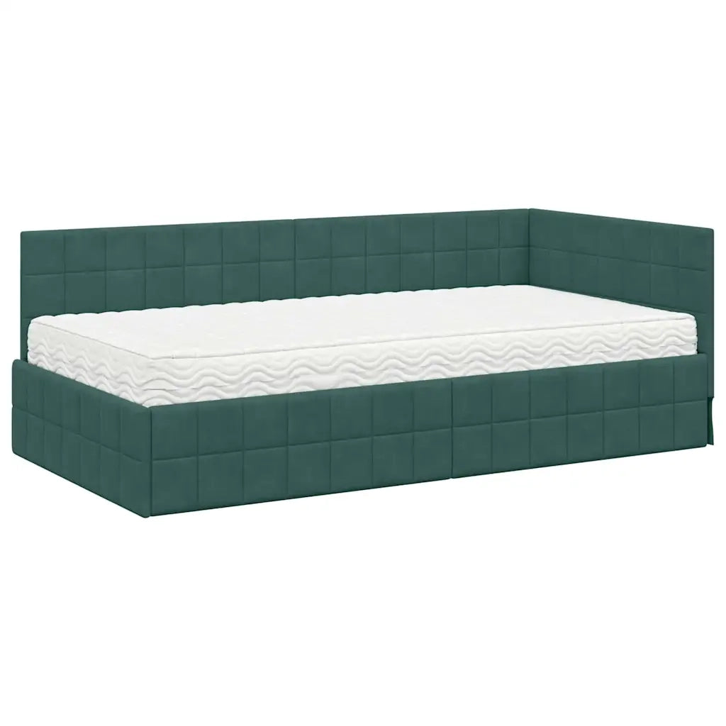 Struttura Letto Angolare con Materasso 2 pcs Verde Velluto 3393930