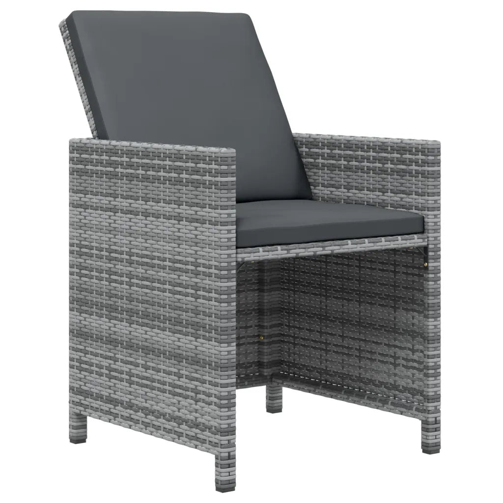 Set da Pranzo per Giardino 19 pz con Cuscini Polyrattan Grigio 3095645