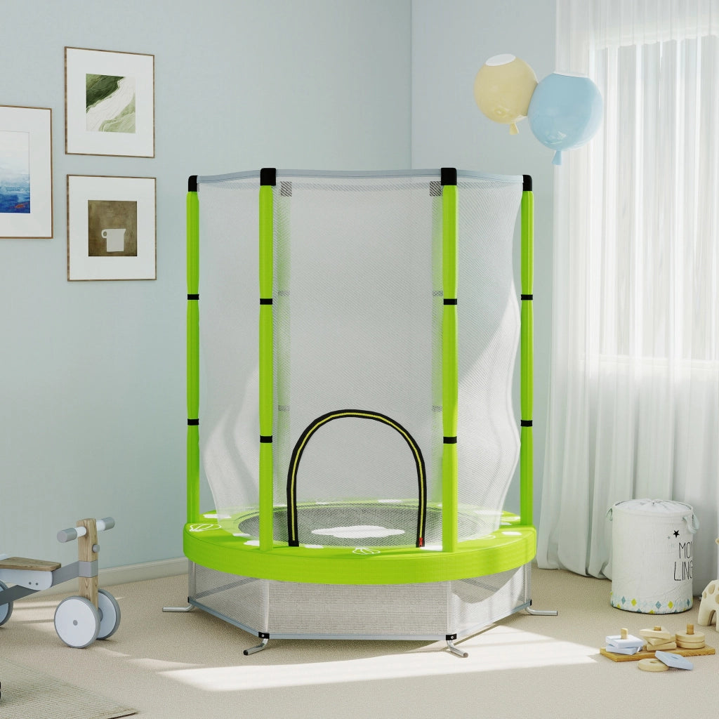 Trampolino Elastico ?140 cm ¨C Xylo ¨C con Rete di Sicurezza, Verde, 3-6 Anni