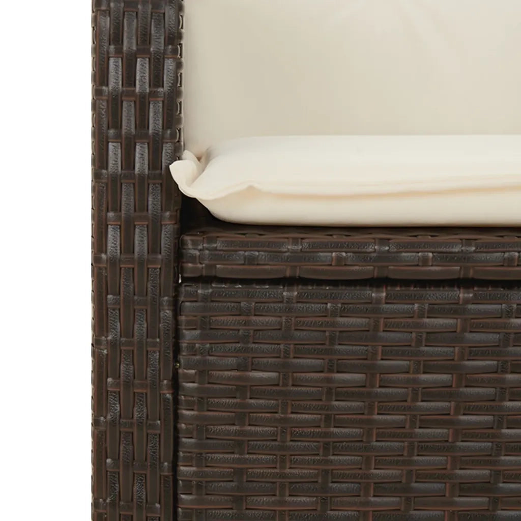 Set da Pranzo da Giardino 5pz con Cuscini in Polyrattan Marrone 3213207