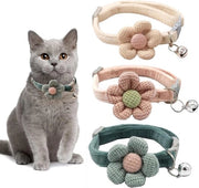 Set di 3 collari per gatti regolabili con fiori e campanelli - Accessori per collari carini per bambini e bambine