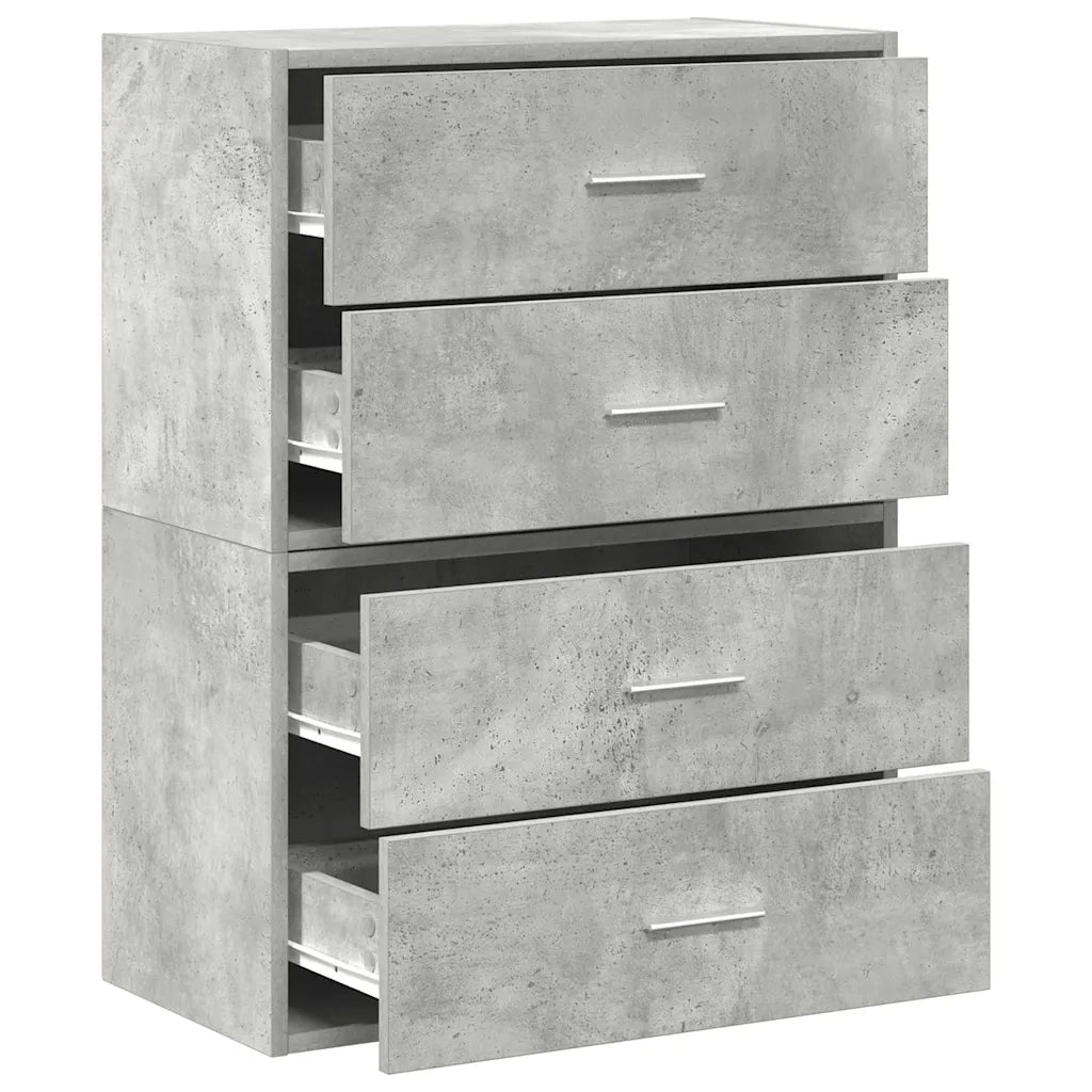 Armadi con 2 Cassetti 2 pz Grigio Cemento 60x31x40cm Truciolato 858828