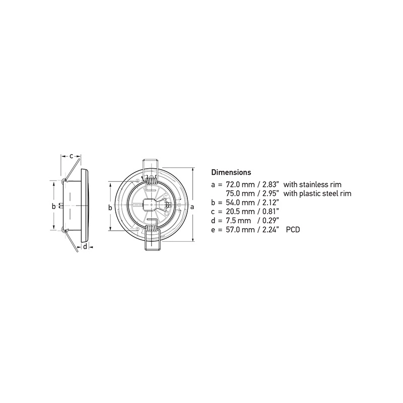 EUROLED 75 ACCIAIO LUCE BIANCA 12V