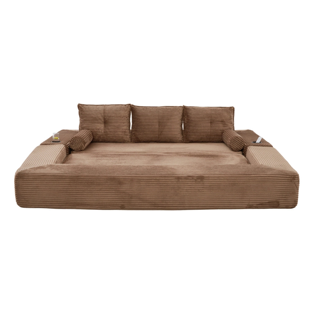 Divano Letto 3 Posti Pieghevole con Cuscini e Tasche ¨C MINIMAL ¨C Tessuto a Coste