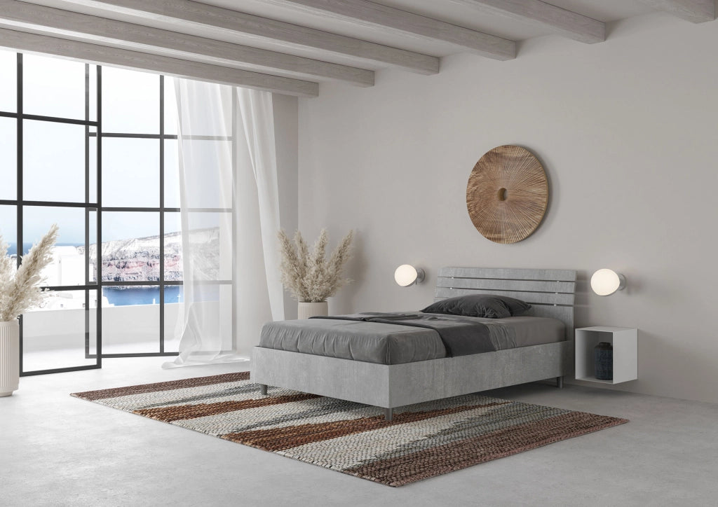 BS COM Letto una piazza e mezza contenitore 120x200 testata inclinata con doghe cemento