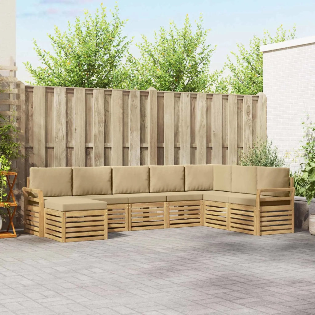 Set di divani da esterno 8 pcs Bianco e Beige 308 x 190 x 73 cm 3392318