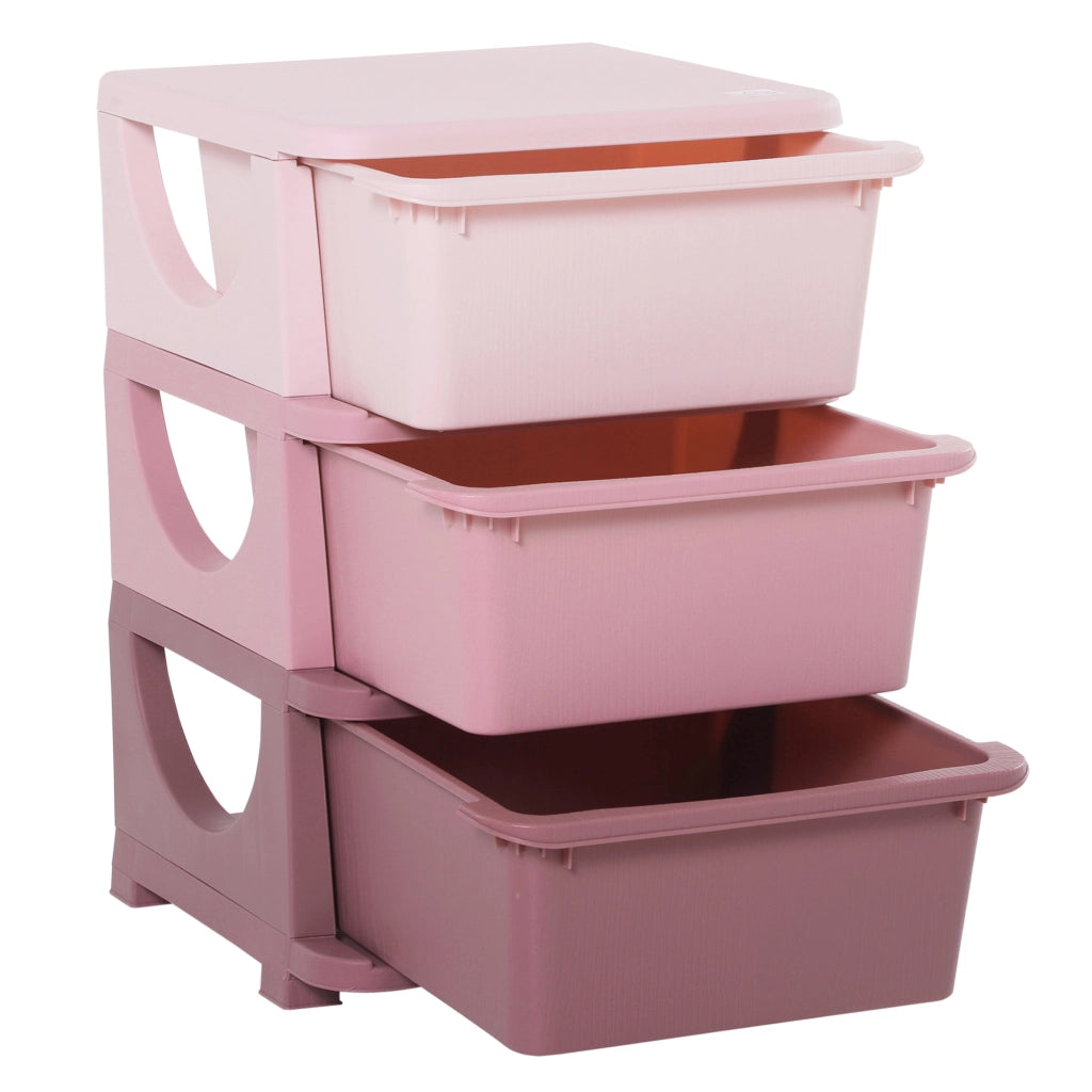 Cassettiera 6 Cassetti per Bambini 3-6 Anni con Bordi Arrotondati, Mobile Portagiochi in PP, 37x37x56.5cm, Rosa