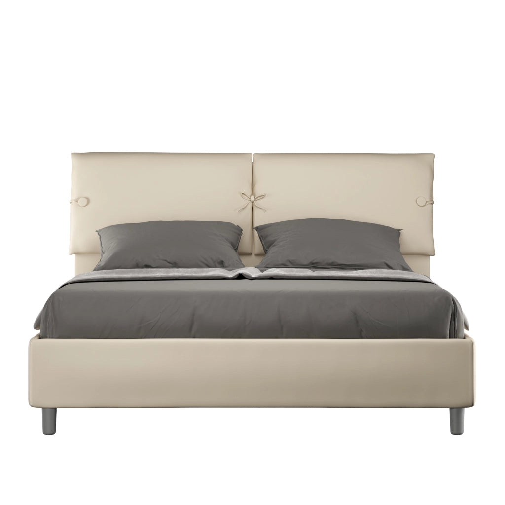 BS COM Letto matrimoniale contenitore imbottito 160x210 similpelle tortora