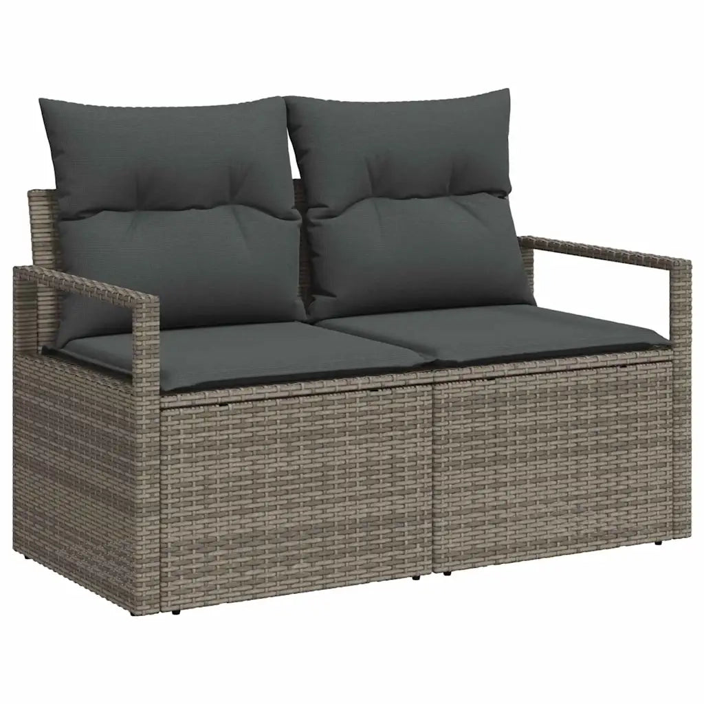 Set Divano da Giardino 9 pcs Grigio chiaro polyrattan