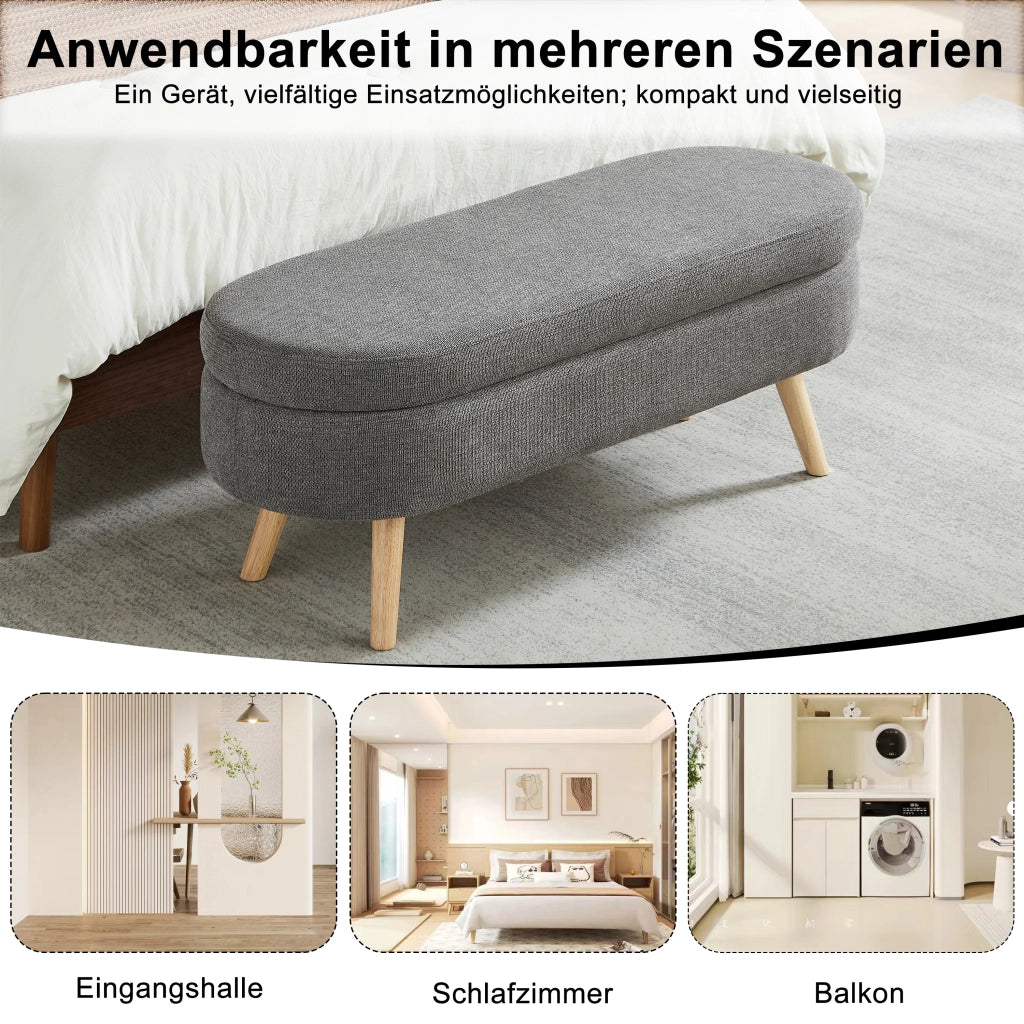 PANCA Contenitore 110 cm Chenille Grigio