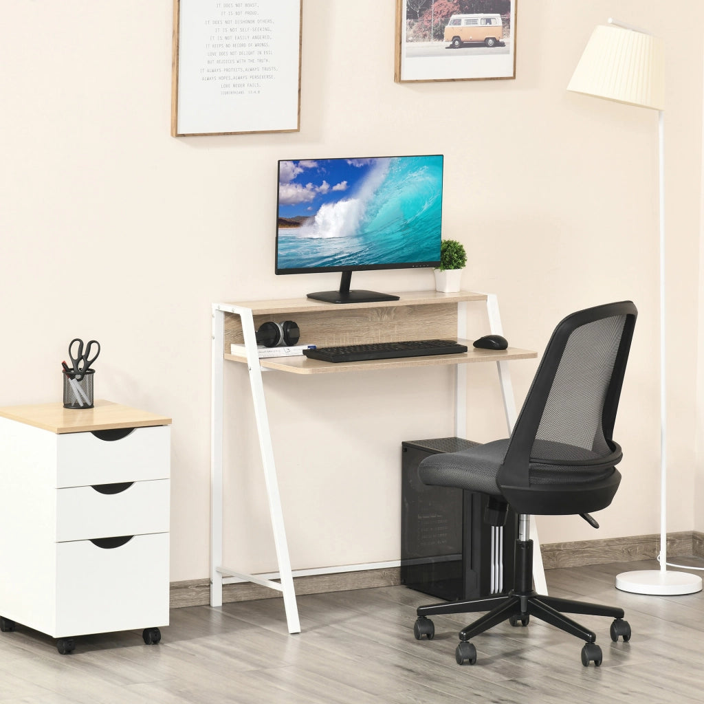 Scrivania Computer Moderna ¨C Xylo ¨C Legno Rovere Piano 84x45x85cm Metallo Ufficio