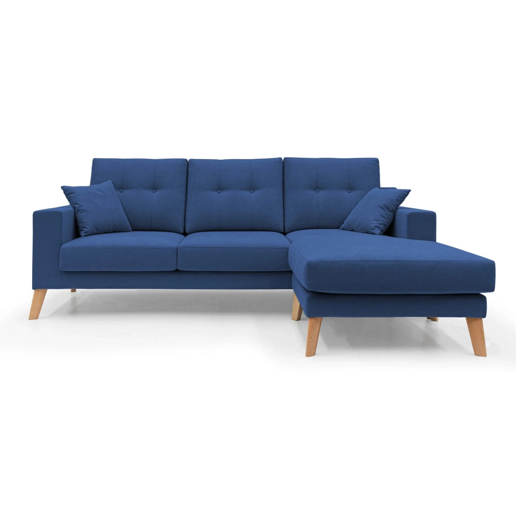 Danish Divano angolare REVERSIBILE in tessuto morbido impermeabile T02 237 cm blu