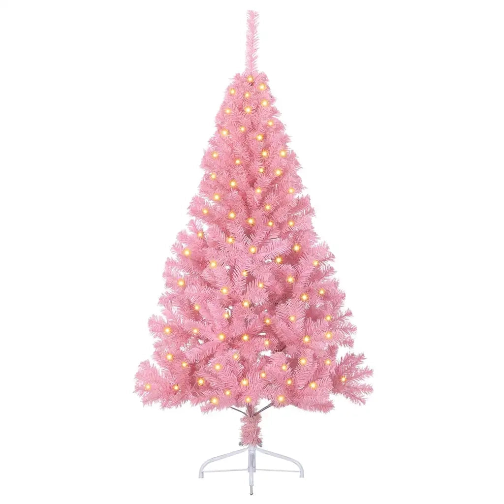 Albero di Natale | Decorazioni natalizie artificiale con luci integrate Rosa 150 cm PVC