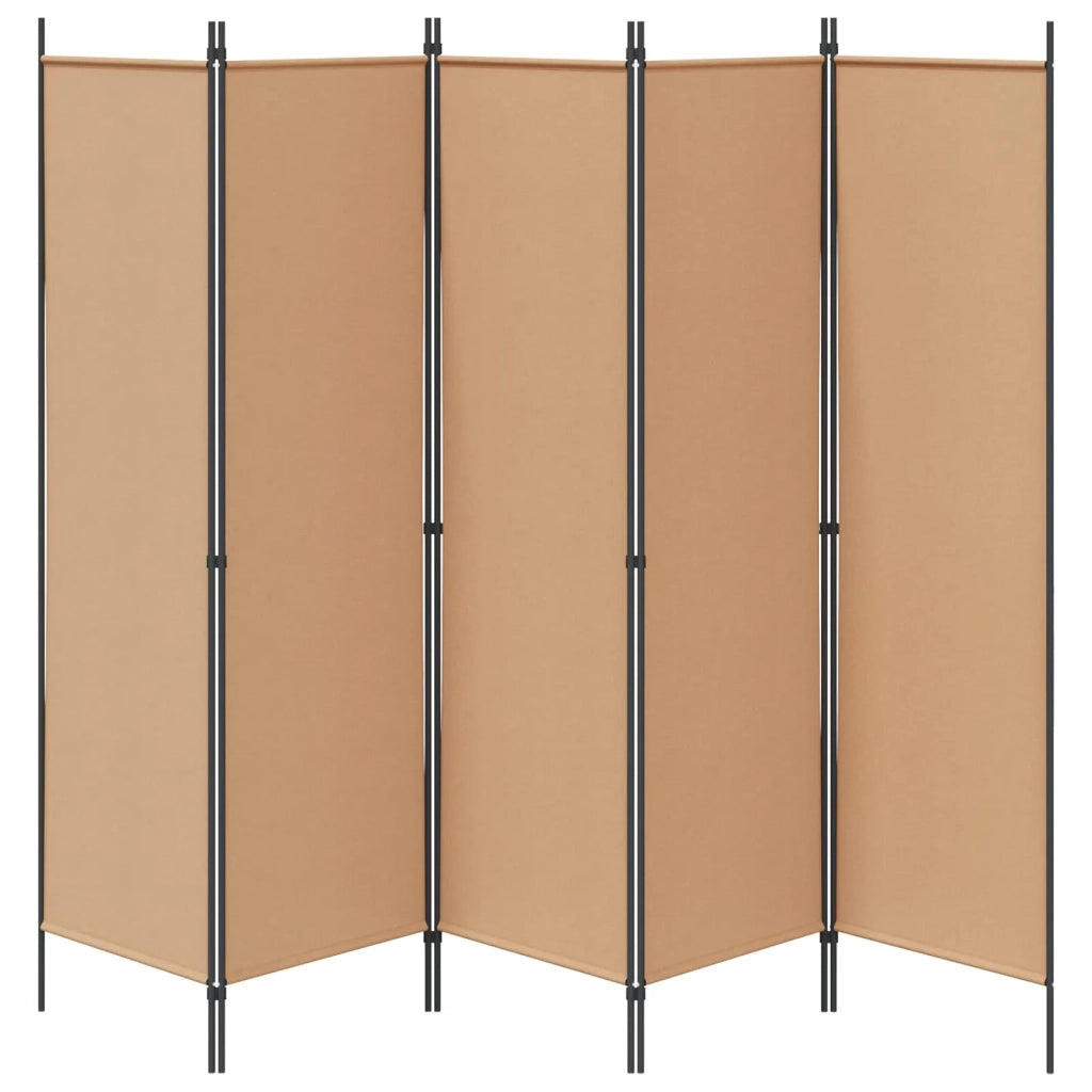 Paravento a 5 Pannelli Beige 250 x 180 cm Tessuto 42039195