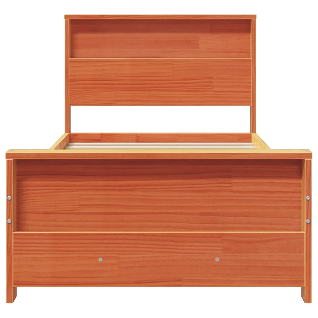 Letto singolo | Letto per adulti | Struttura del letto con testiera Marrone cerato 80 x 200 cm