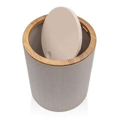Set accessori bagno tortora cannettato con finitura effetto legno 5 pezzi Blob