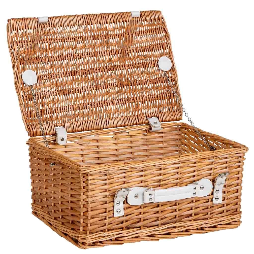 Cesto rettangolare in vimini con coperchio, 42x28x19 cm