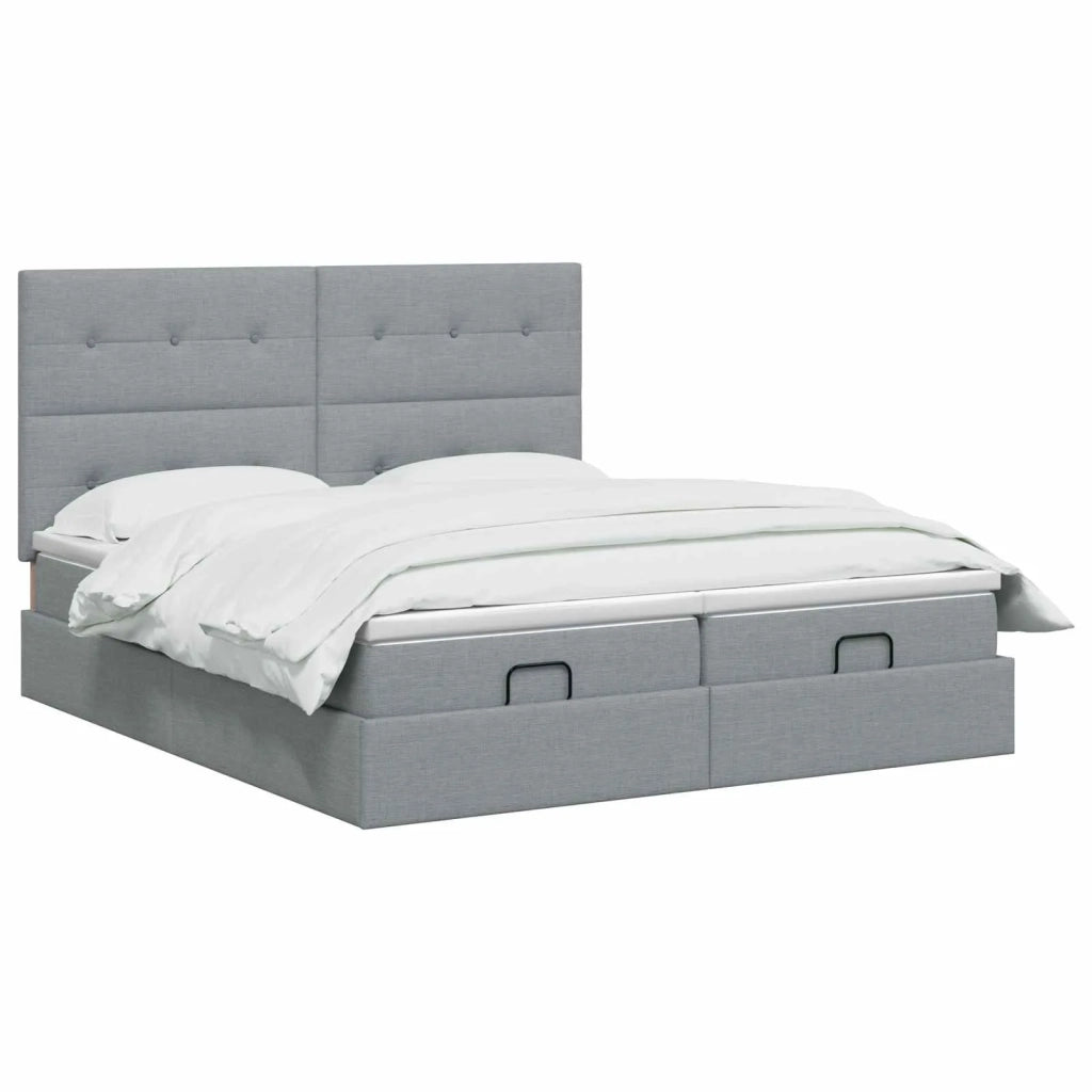 Letto Ottomano con Materasso e LED Grigio Chiaro 200 x 200 cm 3458444
