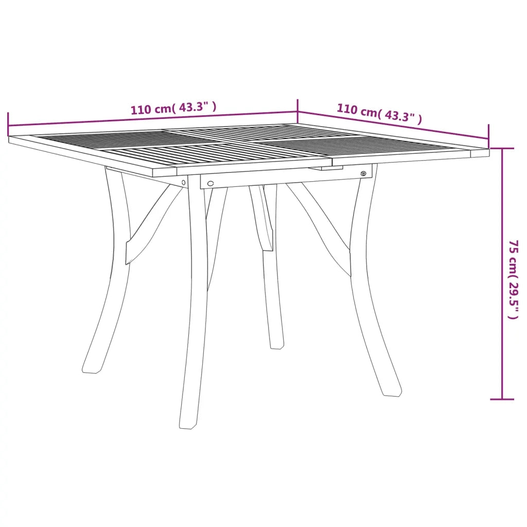Tavolo da Giardino 110x110x75 cm Legno Massello di Acacia 363305