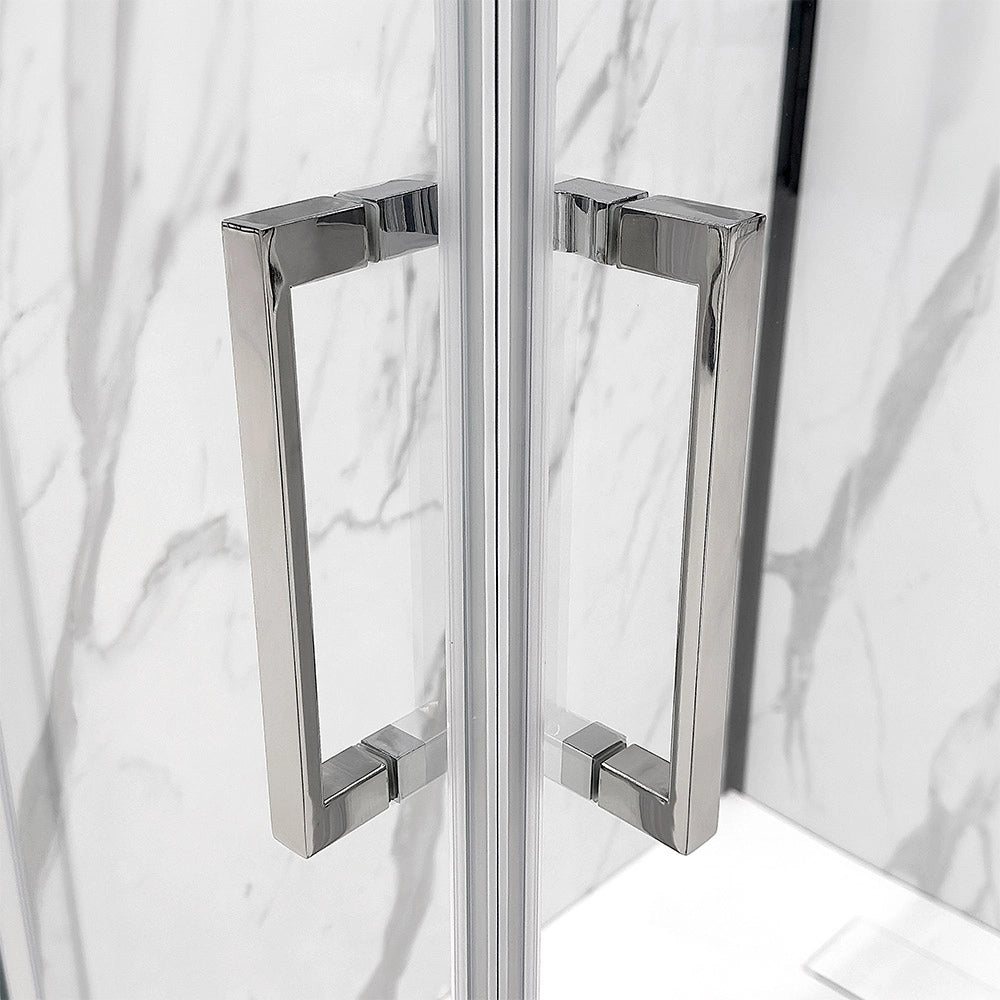 Box doccia angolare 90x160 con doppia porta scorrevole in vetro trasparente Ted