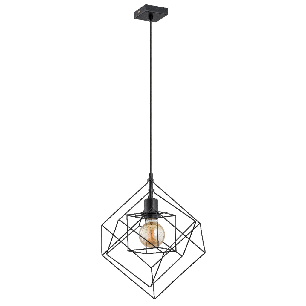 Lampada a sospensione loft nera cubi filo E27 15W Alfa