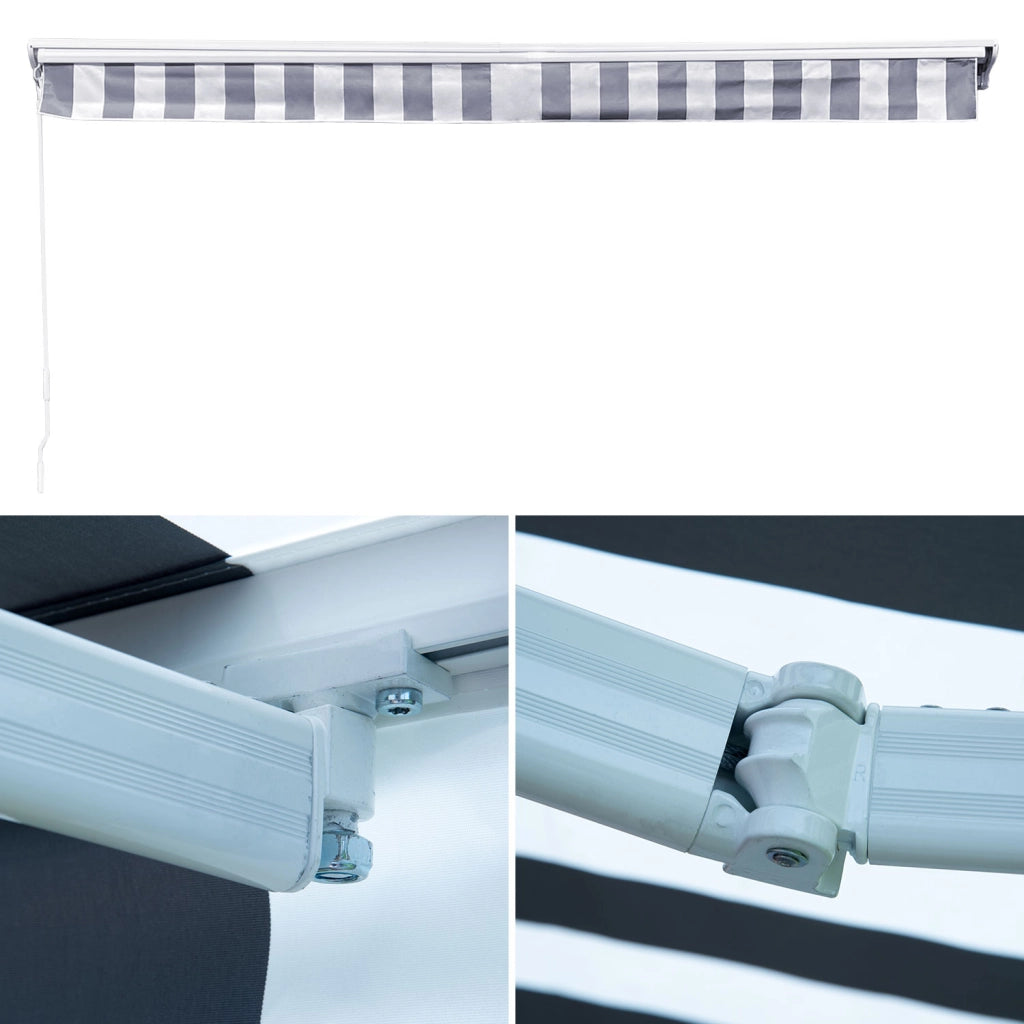Tenda SAULE 2,95 × 2,5 m con semicupio - Tessuto a righe bianco/grigio e struttura bianca
