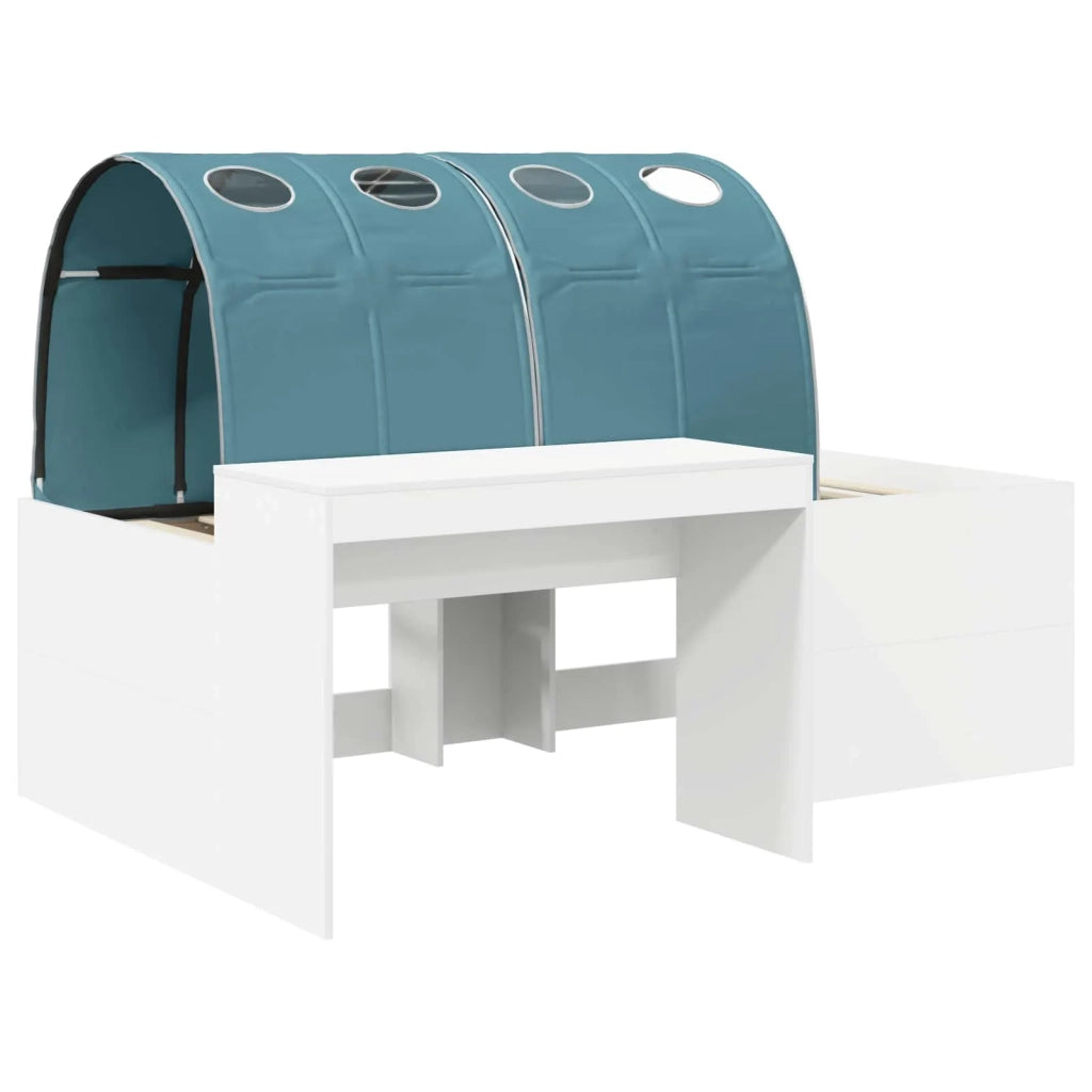 Letto singolo | Letto per adulti | Letto con Tunnel 3 pcs Bianco e azzurro Legno multistrato